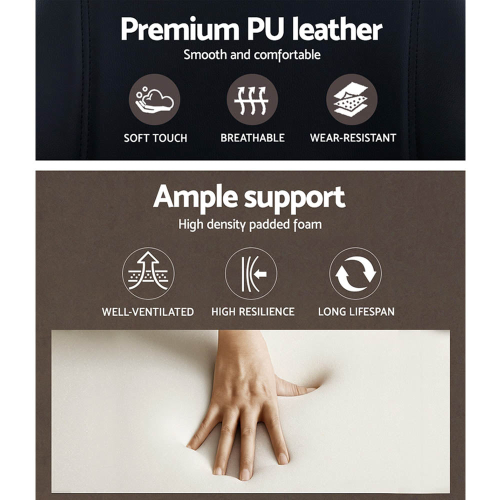 Artiss Wooden Office Chair Leather Seat Black-Furniture > Office-PEROZ Accessories