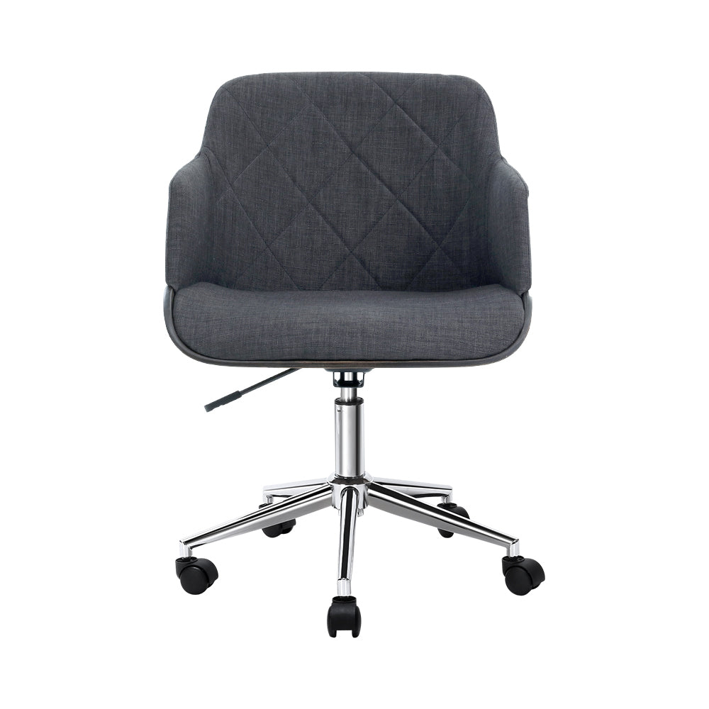 Artiss Wooden Office Chair Fabric Seat Grey-Office Chairs-PEROZ Accessories