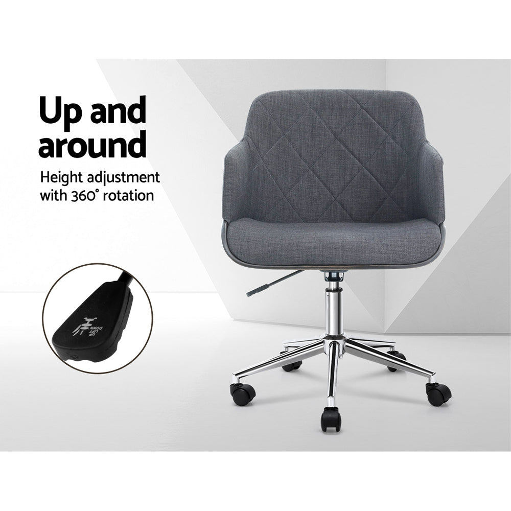Artiss Wooden Office Chair Fabric Seat Grey-Office Chairs-PEROZ Accessories