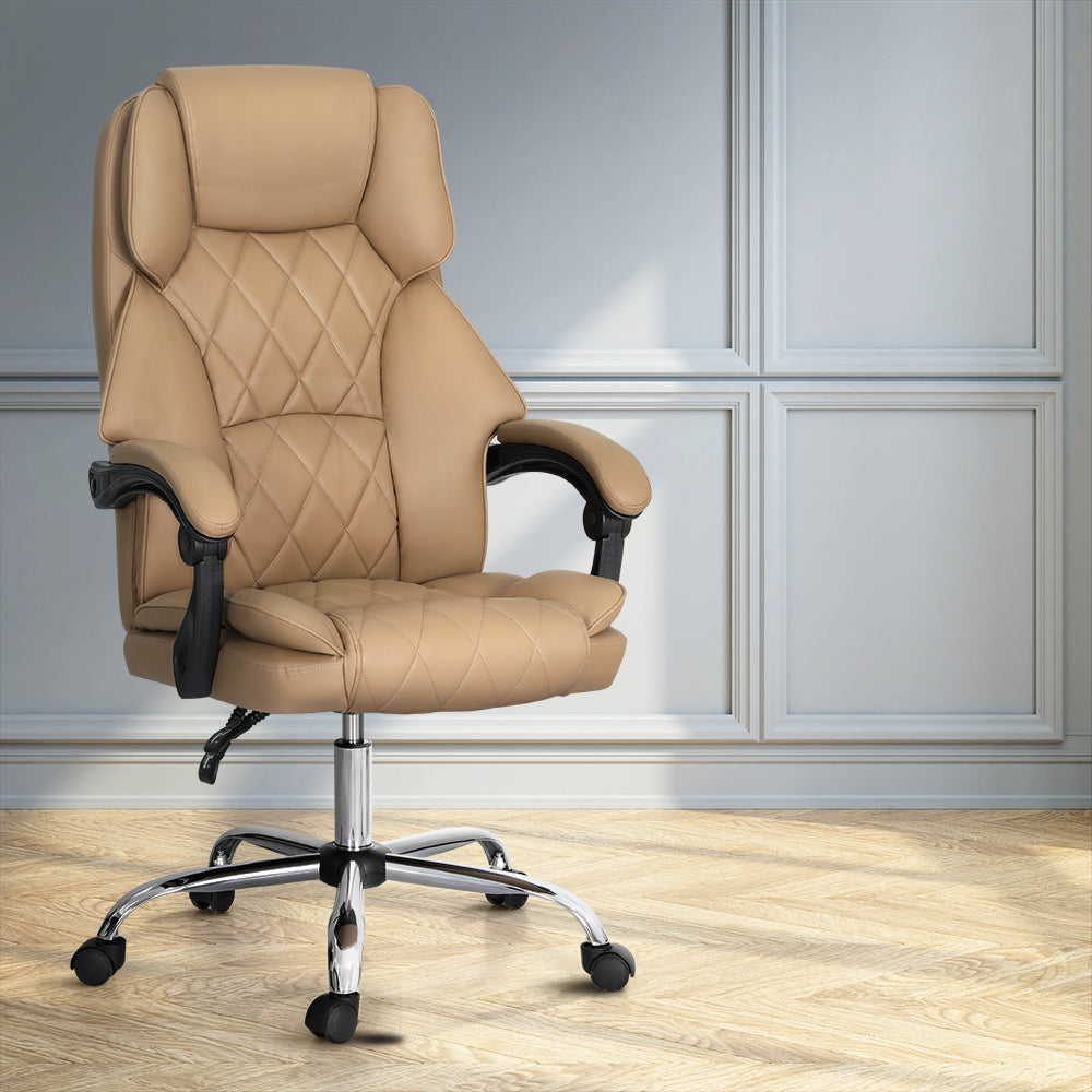 Artiss Executive Office Chair Leather Recliner Espresso-Furniture > Bar Stools & Chairs-PEROZ Accessories
