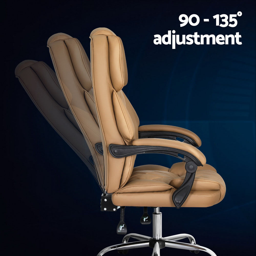 Artiss Executive Office Chair Leather Recliner Espresso-Furniture > Bar Stools & Chairs-PEROZ Accessories