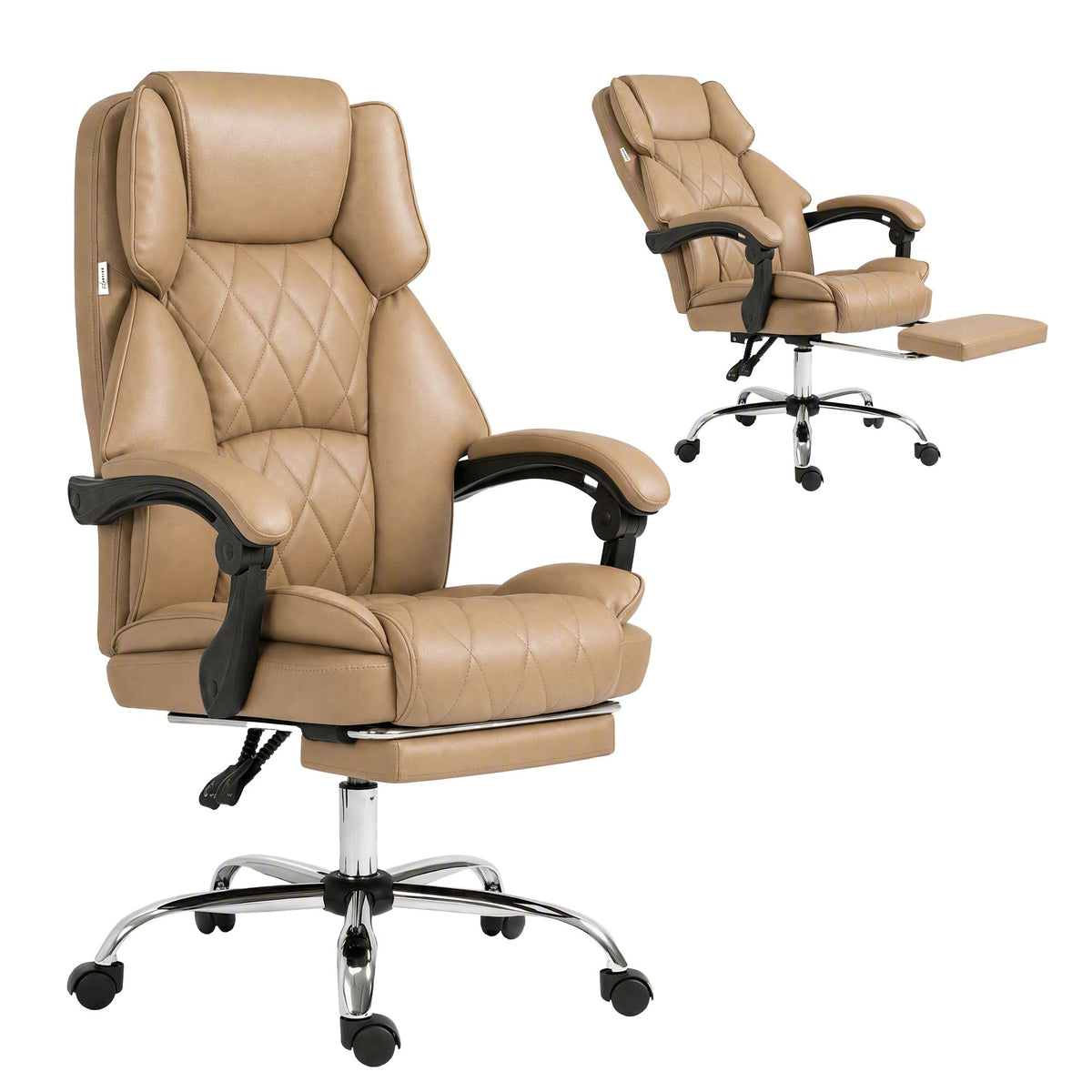 Artiss Executive Office Chair Leather Footrest Espresso-Furniture > Bar Stools & Chairs-PEROZ Accessories