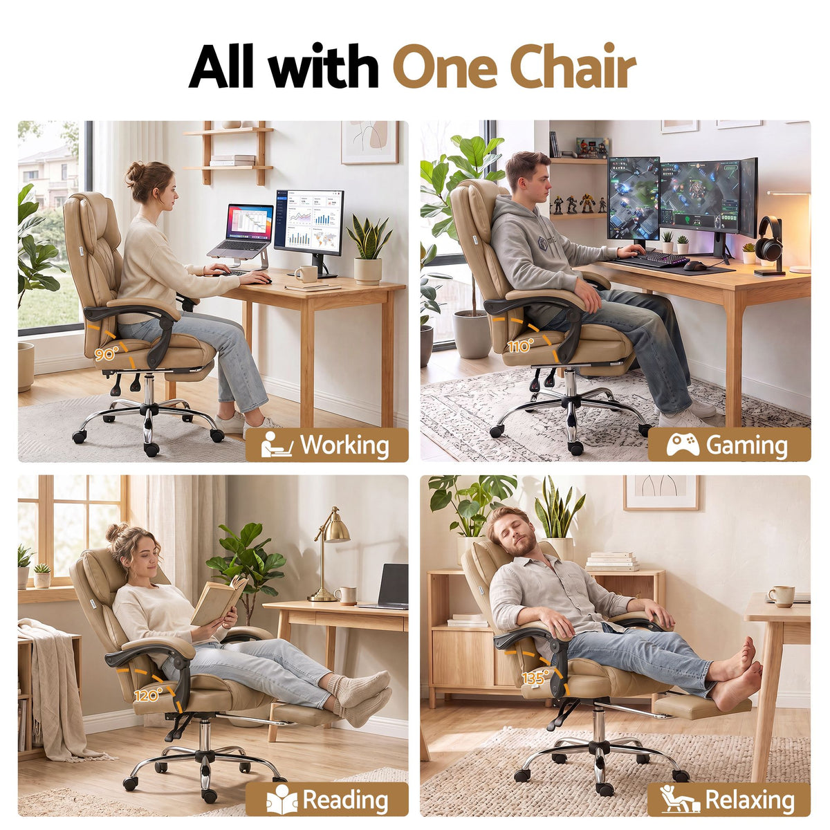 Artiss Executive Office Chair Leather Footrest Espresso-Furniture > Bar Stools & Chairs-PEROZ Accessories