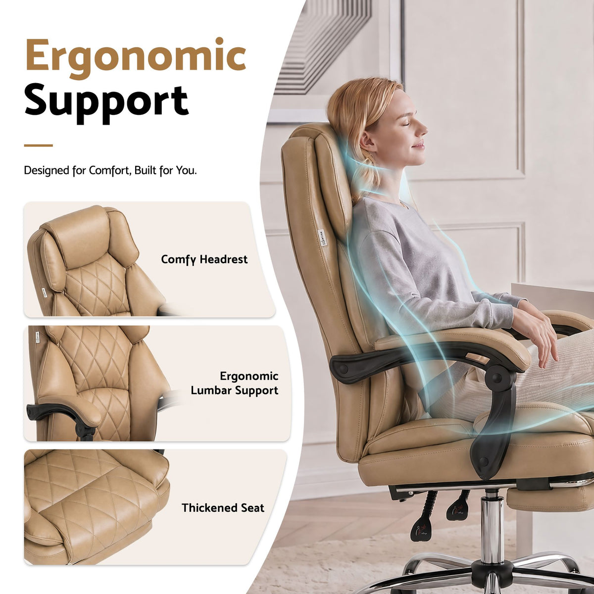 Artiss Executive Office Chair Leather Footrest Espresso-Furniture > Bar Stools & Chairs-PEROZ Accessories