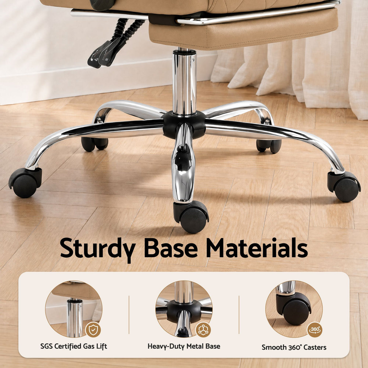 Artiss Executive Office Chair Leather Footrest Espresso-Furniture > Bar Stools & Chairs-PEROZ Accessories