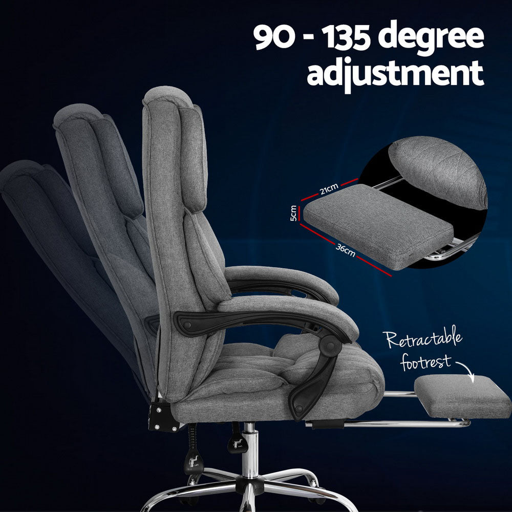 Artiss Executive Office Chair Footrest Grey-Furniture > Bar Stools & Chairs-PEROZ Accessories