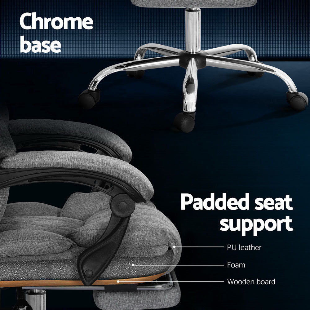 Artiss Executive Office Chair Footrest Grey-Furniture > Bar Stools & Chairs-PEROZ Accessories