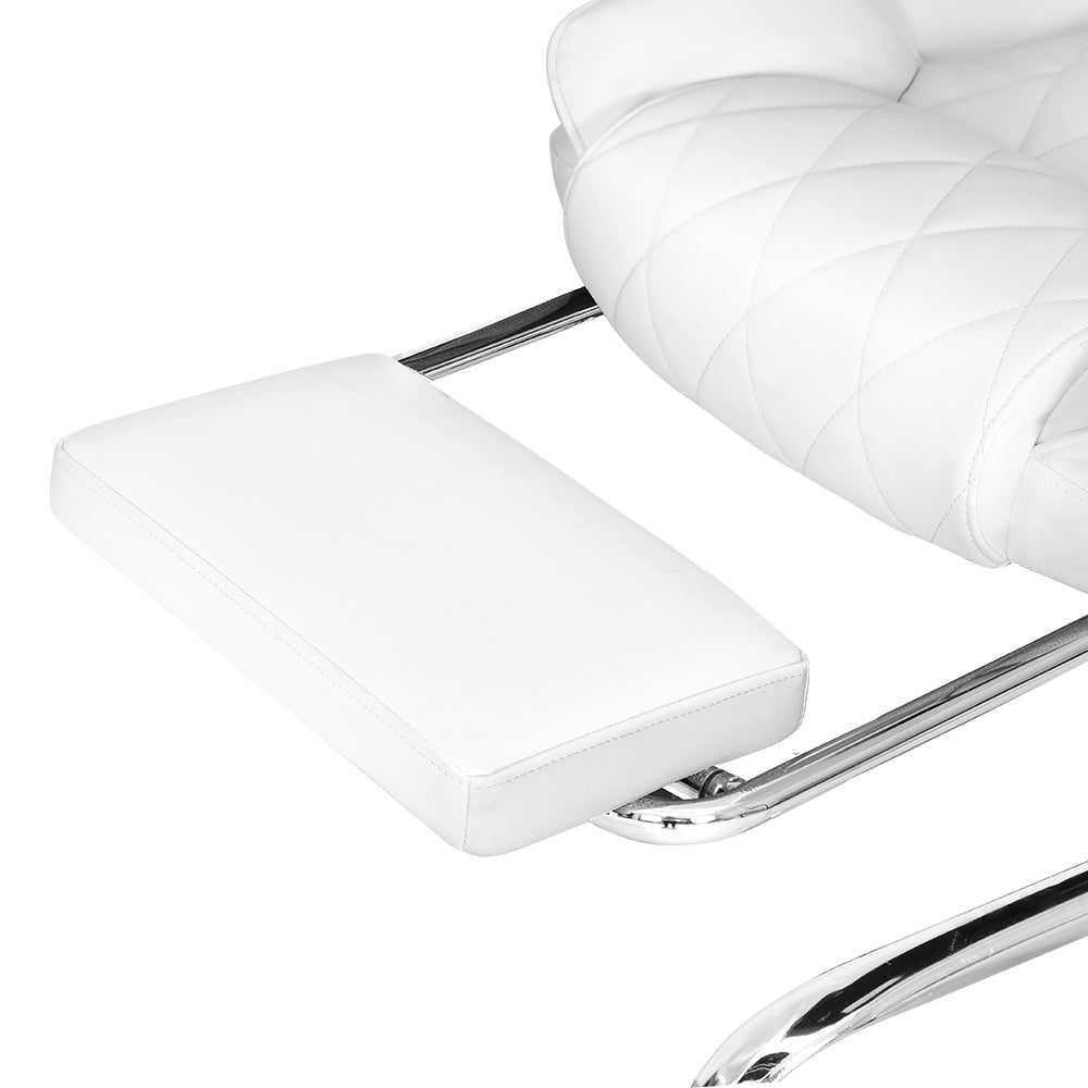 Artiss Executive Office Chair Leather Footrest White-Furniture > Bar Stools & Chairs-PEROZ Accessories