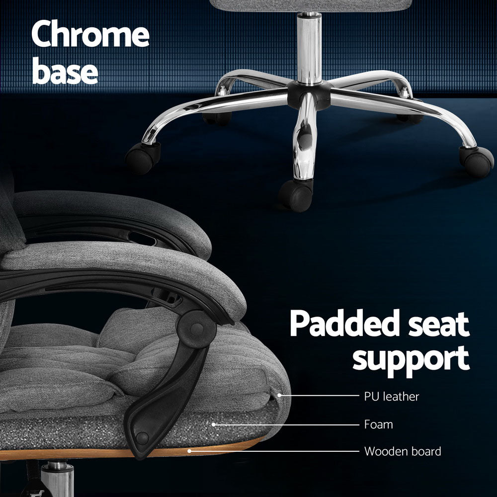 Artiss Executive Office Chair Recliner Grey-Furniture > Bar Stools & Chairs-PEROZ Accessories
