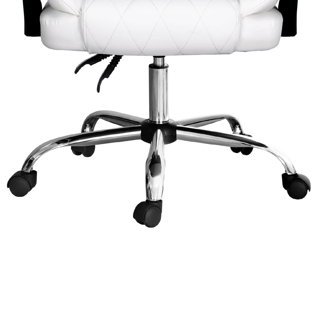 Artiss Executive Office Chair Leather Recliner White-Furniture > Bar Stools & Chairs-PEROZ Accessories