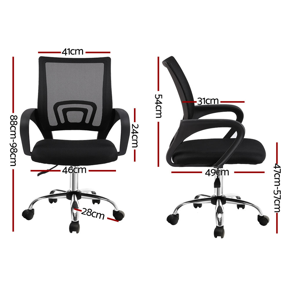 Artiss Mesh Office Chair Mid Back Black-Office Chairs-PEROZ Accessories