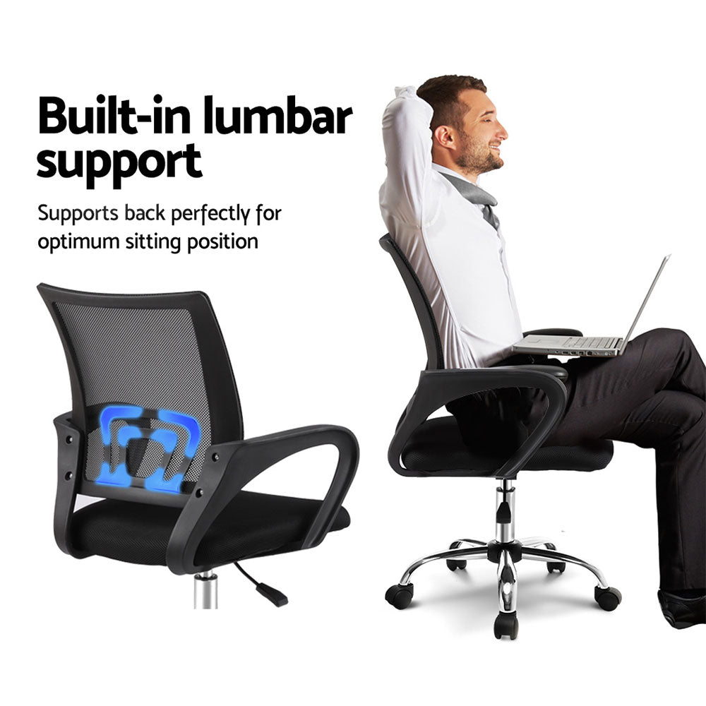 Artiss Mesh Office Chair Mid Back Black-Office Chairs-PEROZ Accessories