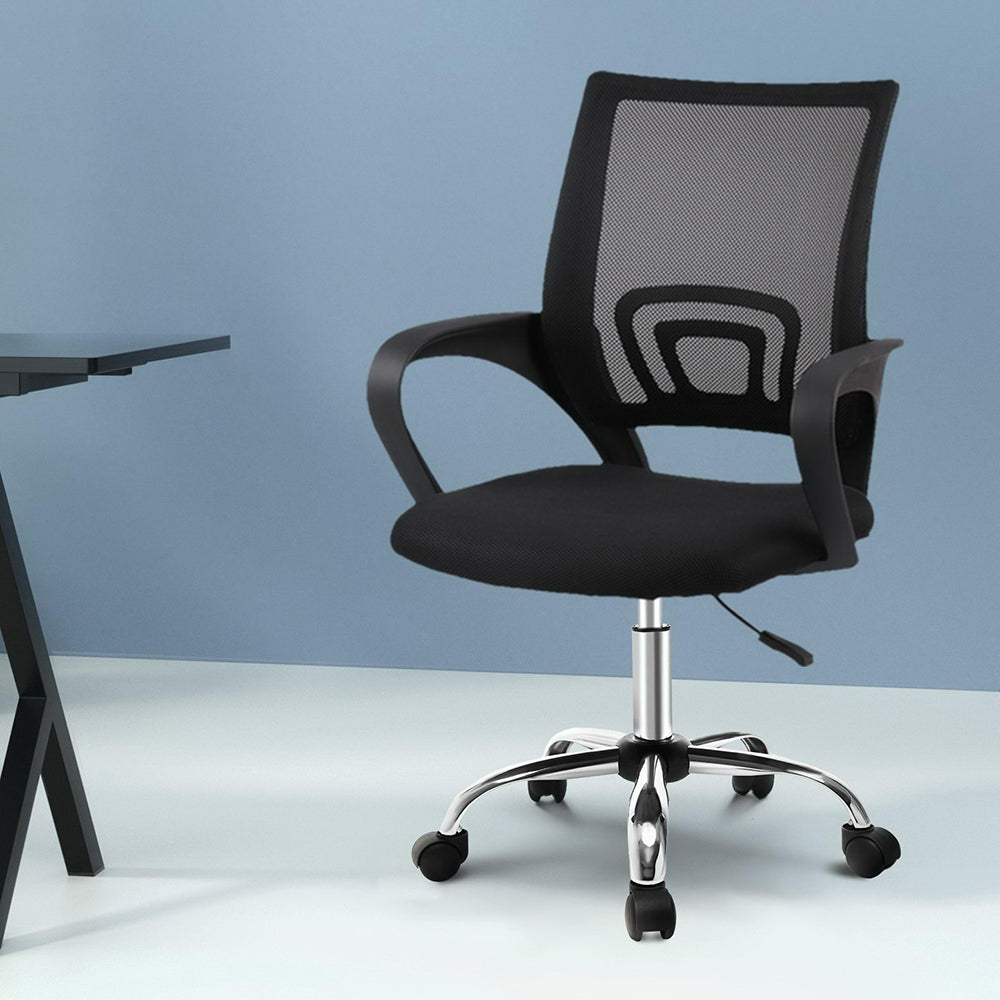 Artiss Mesh Office Chair Mid Back Black-Office Chairs-PEROZ Accessories