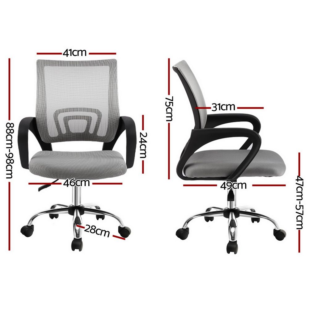 Artiss Mesh Office Chair Mid Back Grey-Office Chairs-PEROZ Accessories