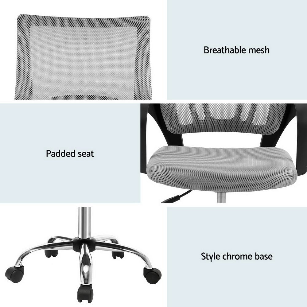 Artiss Mesh Office Chair Mid Back Grey-Office Chairs-PEROZ Accessories