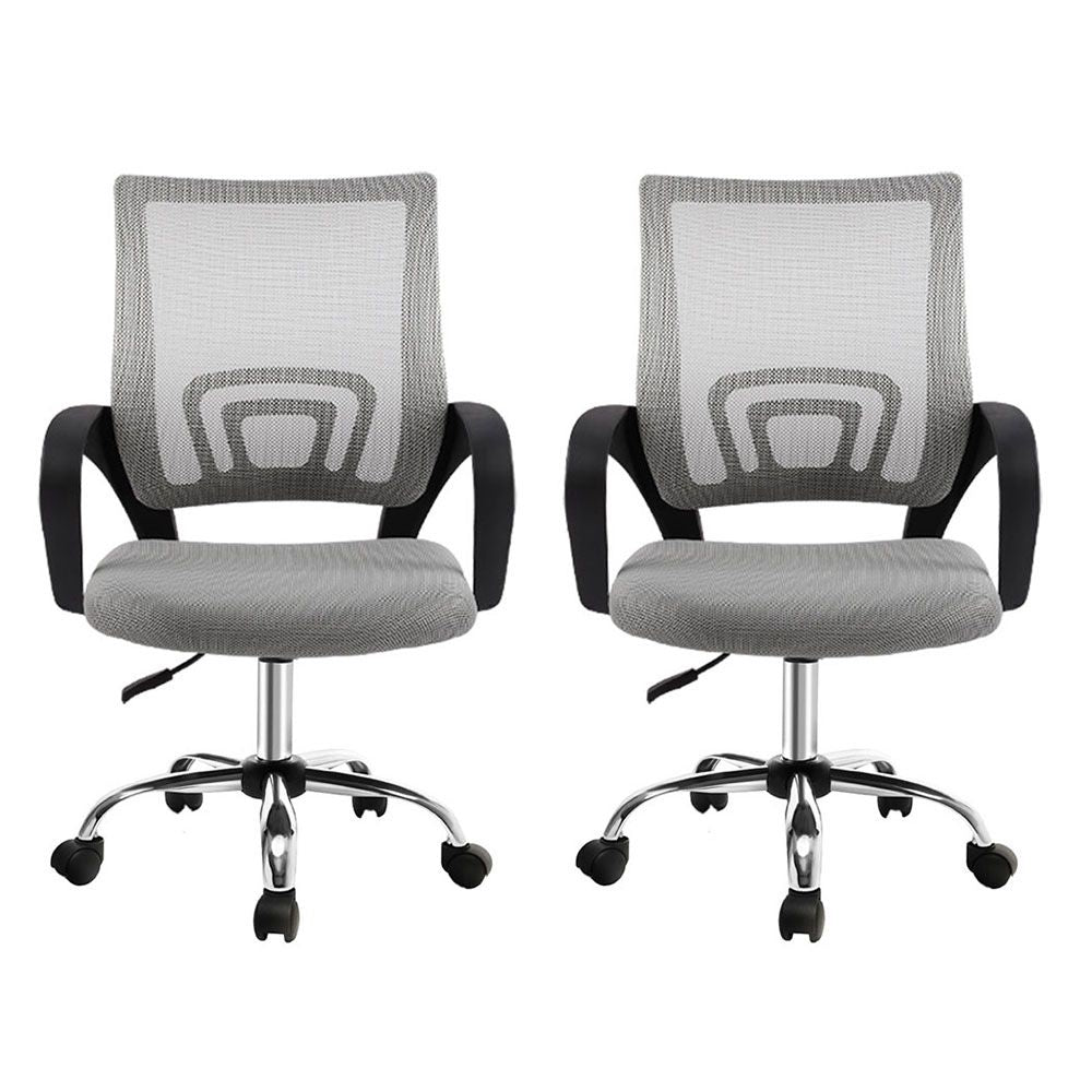 Artiss 2x Mesh Office Chair Mid Back Grey-Furniture > Office > Office & Desk Chairs-PEROZ Accessories