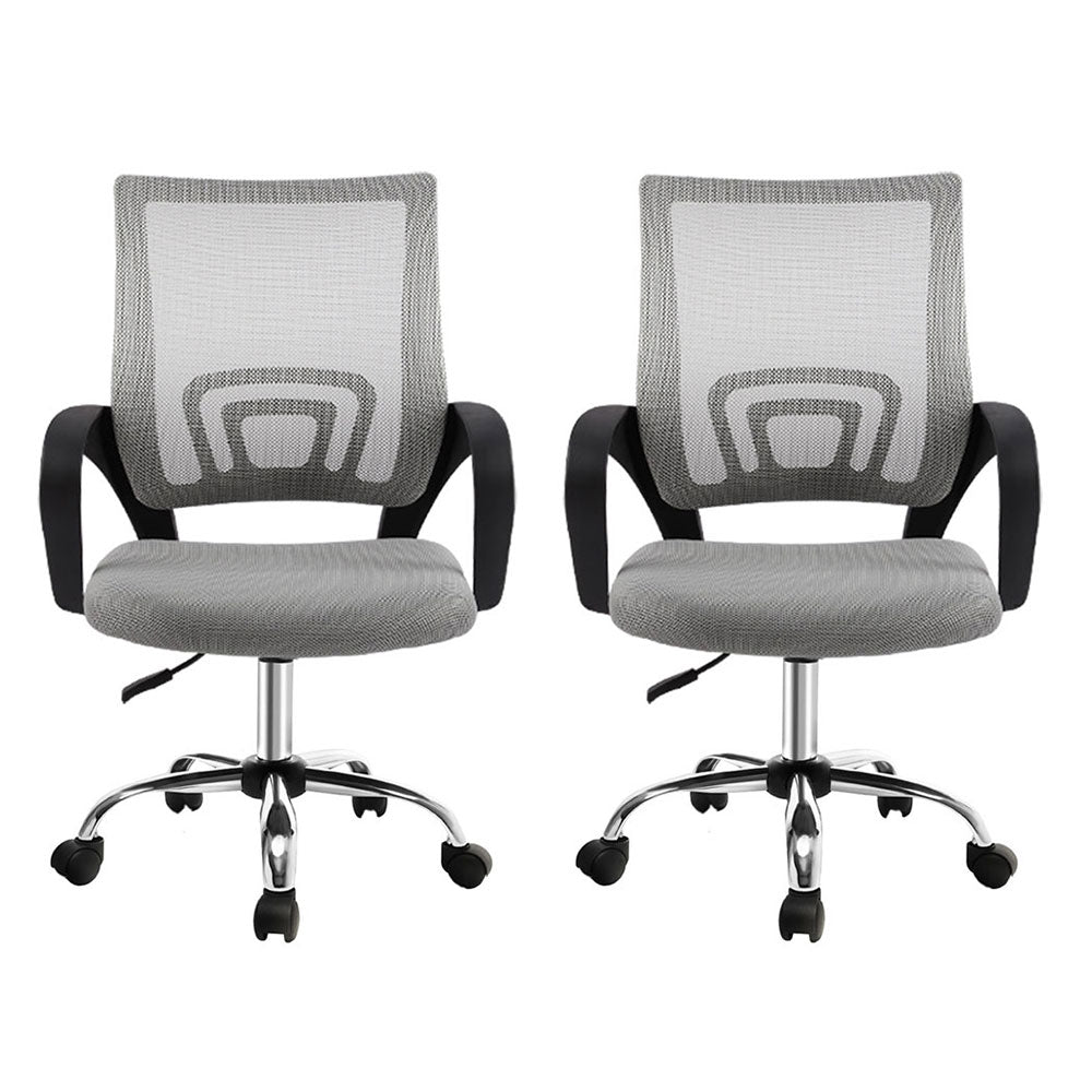 Artiss 2x Mesh Office Chair Mid Back Grey-Furniture > Office > Office & Desk Chairs-PEROZ Accessories