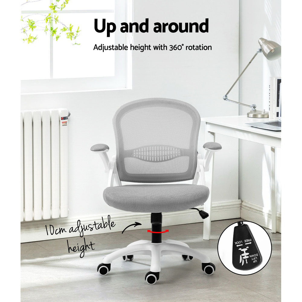 Artiss Mesh Office Chair Mid Back Grey-Office Chairs-PEROZ Accessories