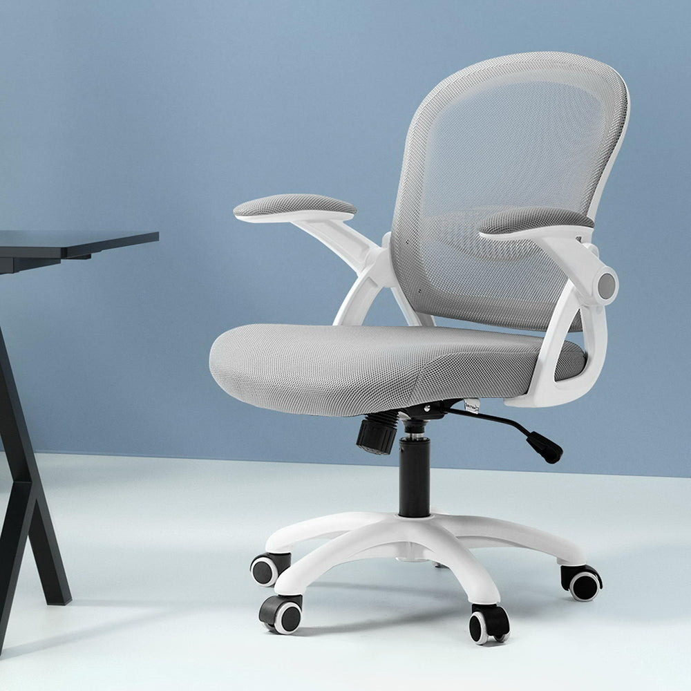 Artiss Mesh Office Chair Mid Back Grey-Office Chairs-PEROZ Accessories