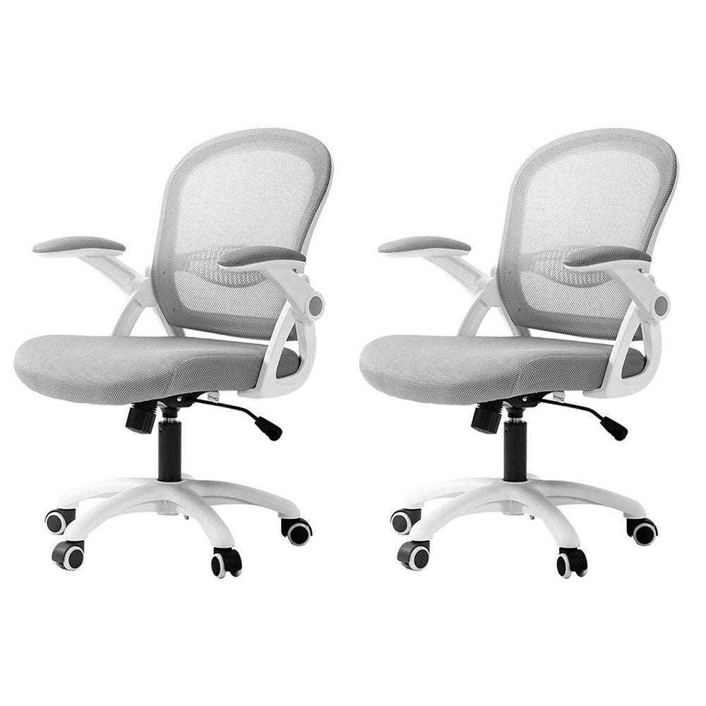 Artiss 2x Mesh Office Chair Computer Gaming Desk Chairs Work Study Mid Back Grey-Furniture > Office > Office & Desk Chairs-PEROZ Accessories