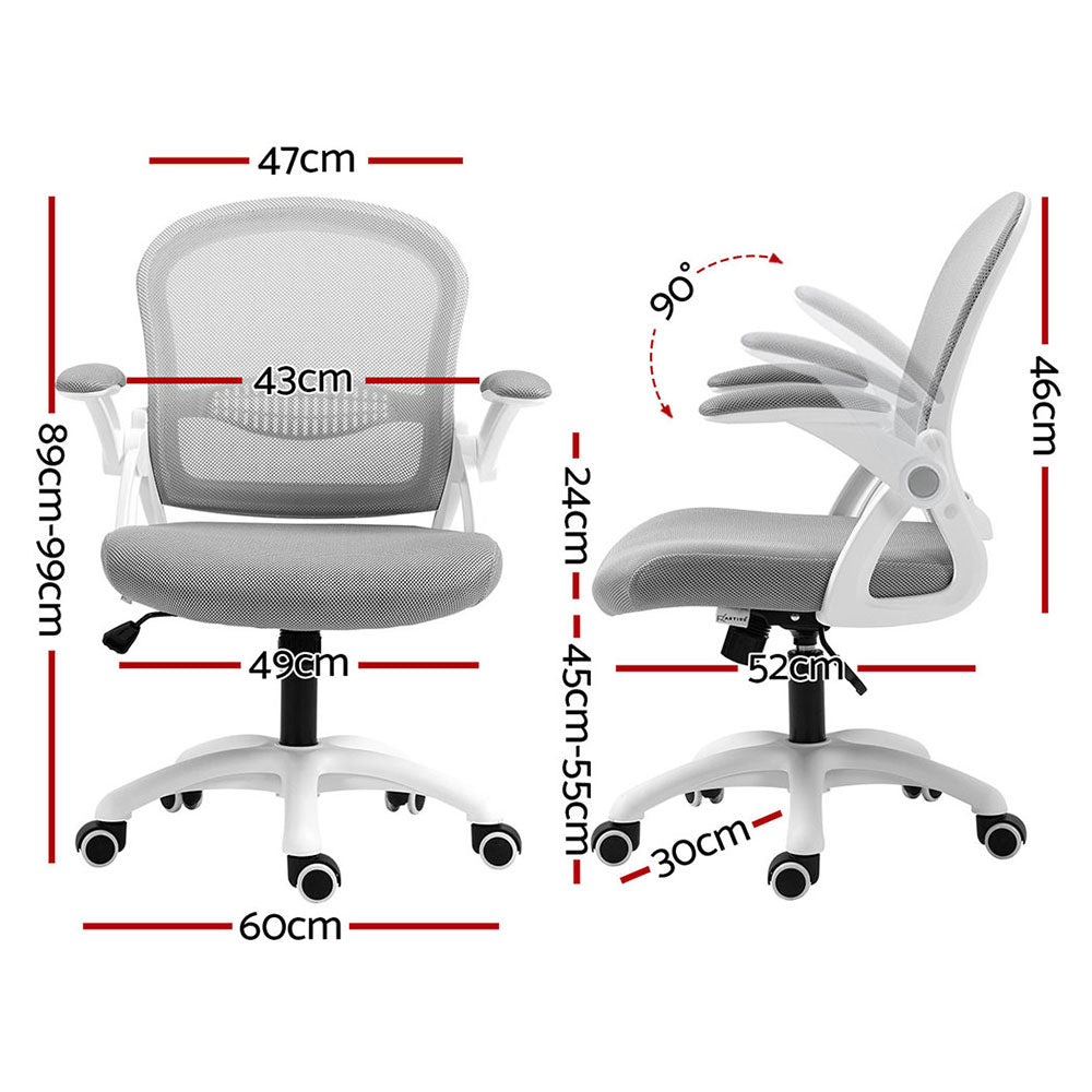 Artiss 2x Mesh Office Chair Computer Gaming Desk Chairs Work Study Mid Back Grey-Furniture > Office > Office & Desk Chairs-PEROZ Accessories