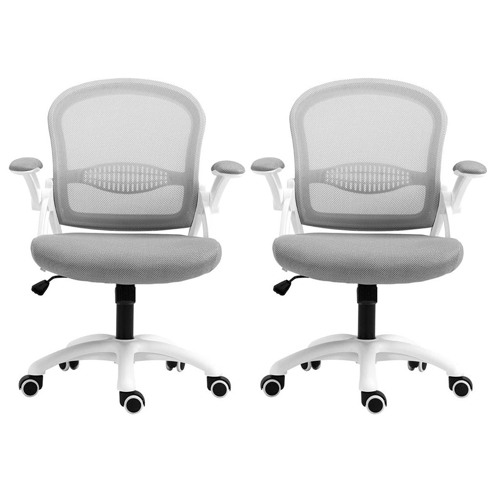 Artiss 2x Mesh Office Chair Computer Gaming Desk Chairs Work Study Mid Back Grey-Furniture > Office > Office & Desk Chairs-PEROZ Accessories
