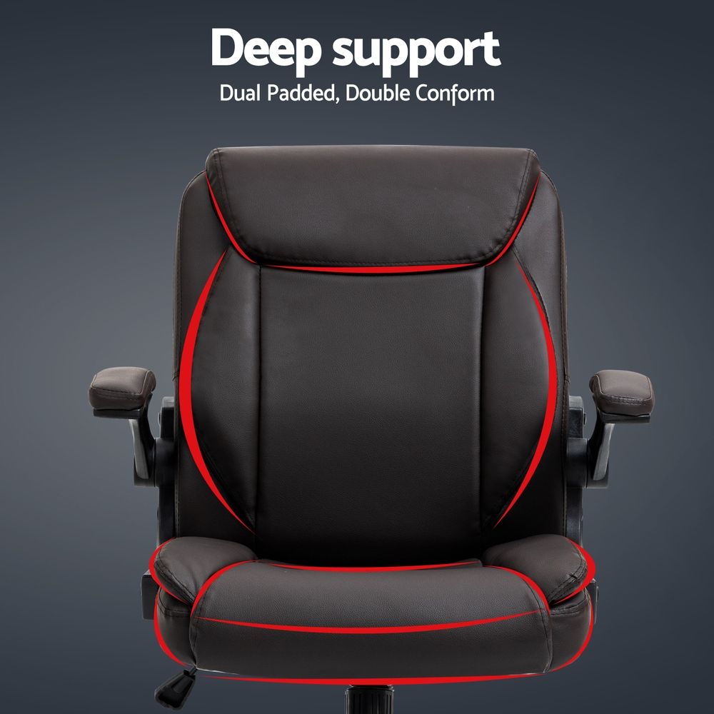 Artiss Executive Office Chair Mid Back Brwon-Office Chairs-PEROZ Accessories