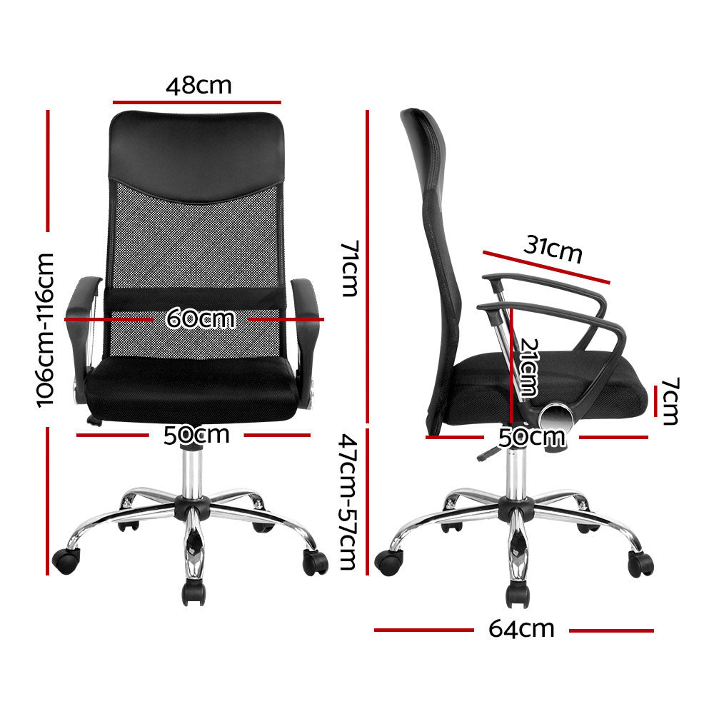 Artiss Mesh Office Chair High Back Black-Furniture > Office-PEROZ Accessories