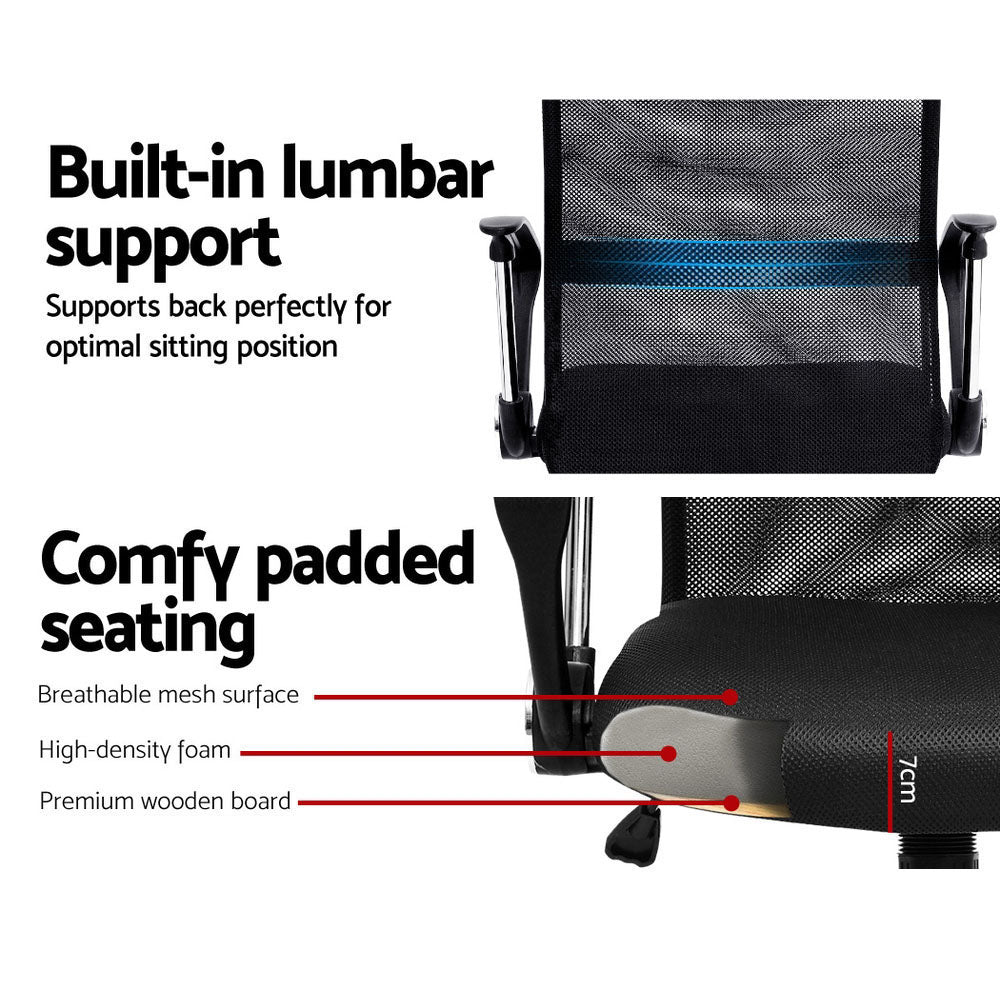 Artiss Mesh Office Chair High Back Black-Furniture > Office-PEROZ Accessories