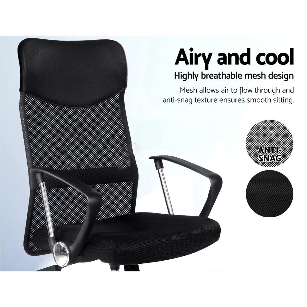 Artiss Mesh Office Chair High Back Black-Furniture > Office-PEROZ Accessories