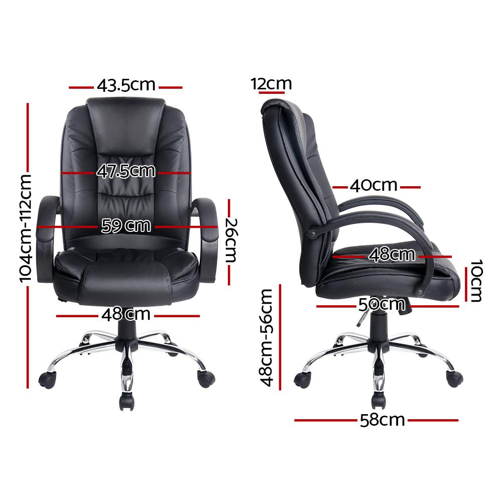 Artiss Executive Office Chair Leather Tilt Black-Furniture > Office-PEROZ Accessories
