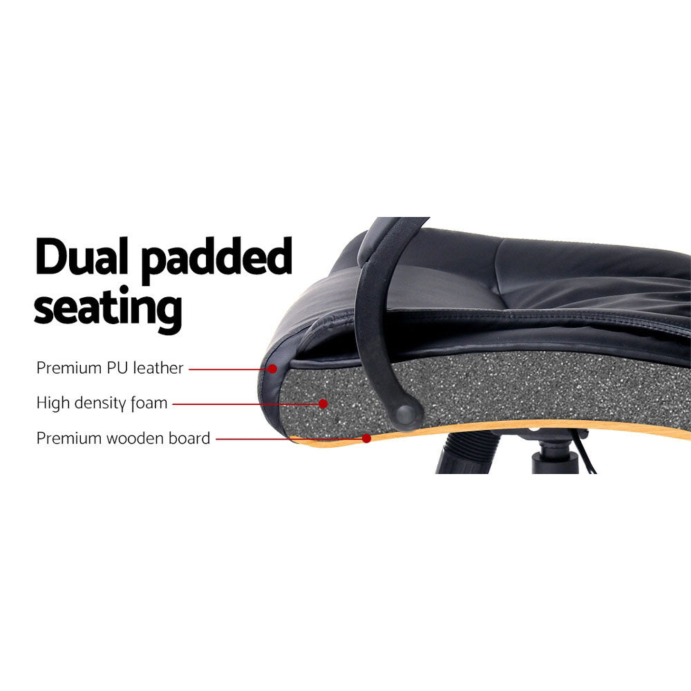 Artiss Executive Office Chair Leather Tilt Black-Furniture > Office-PEROZ Accessories