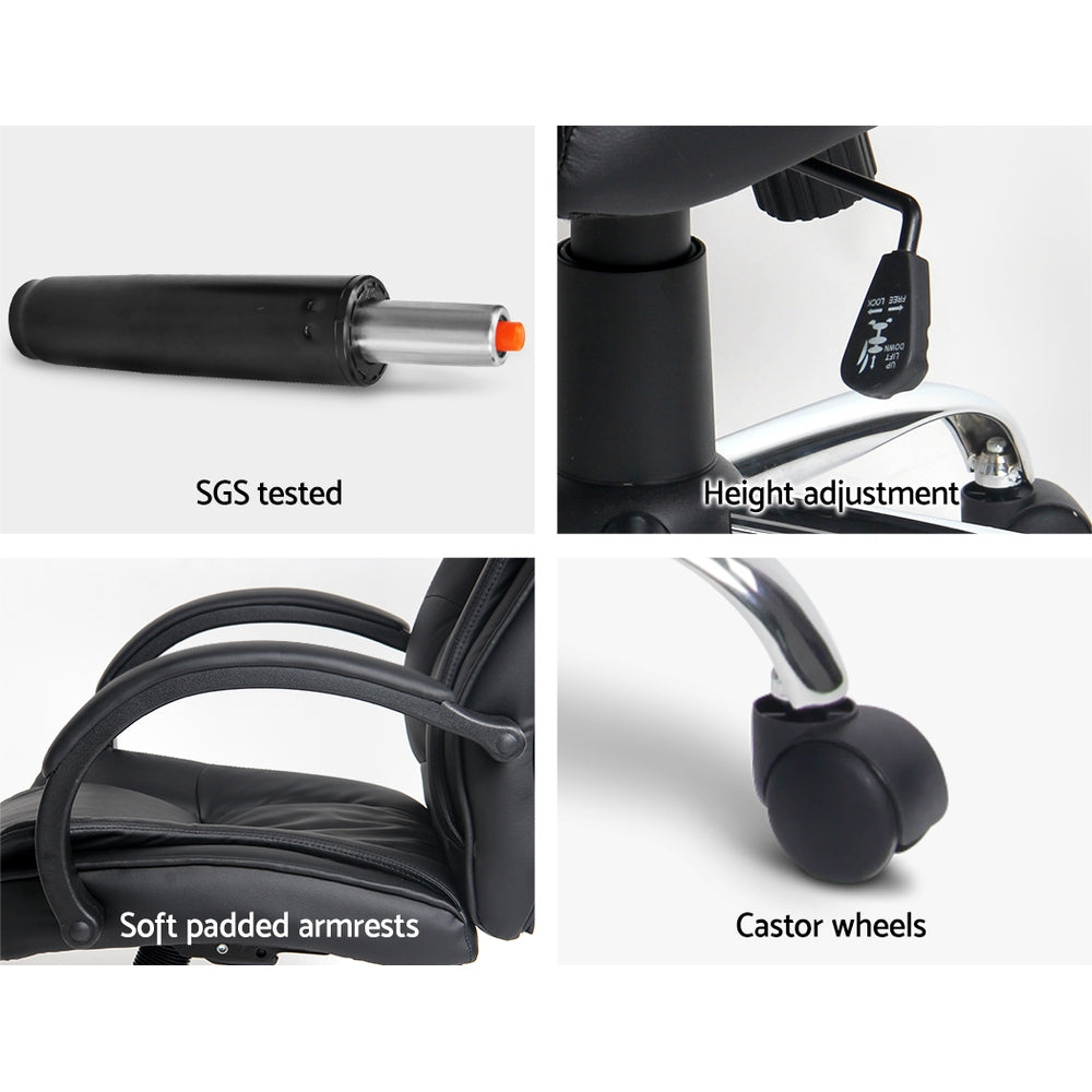 Artiss Executive Office Chair Leather Tilt Black-Furniture > Office-PEROZ Accessories