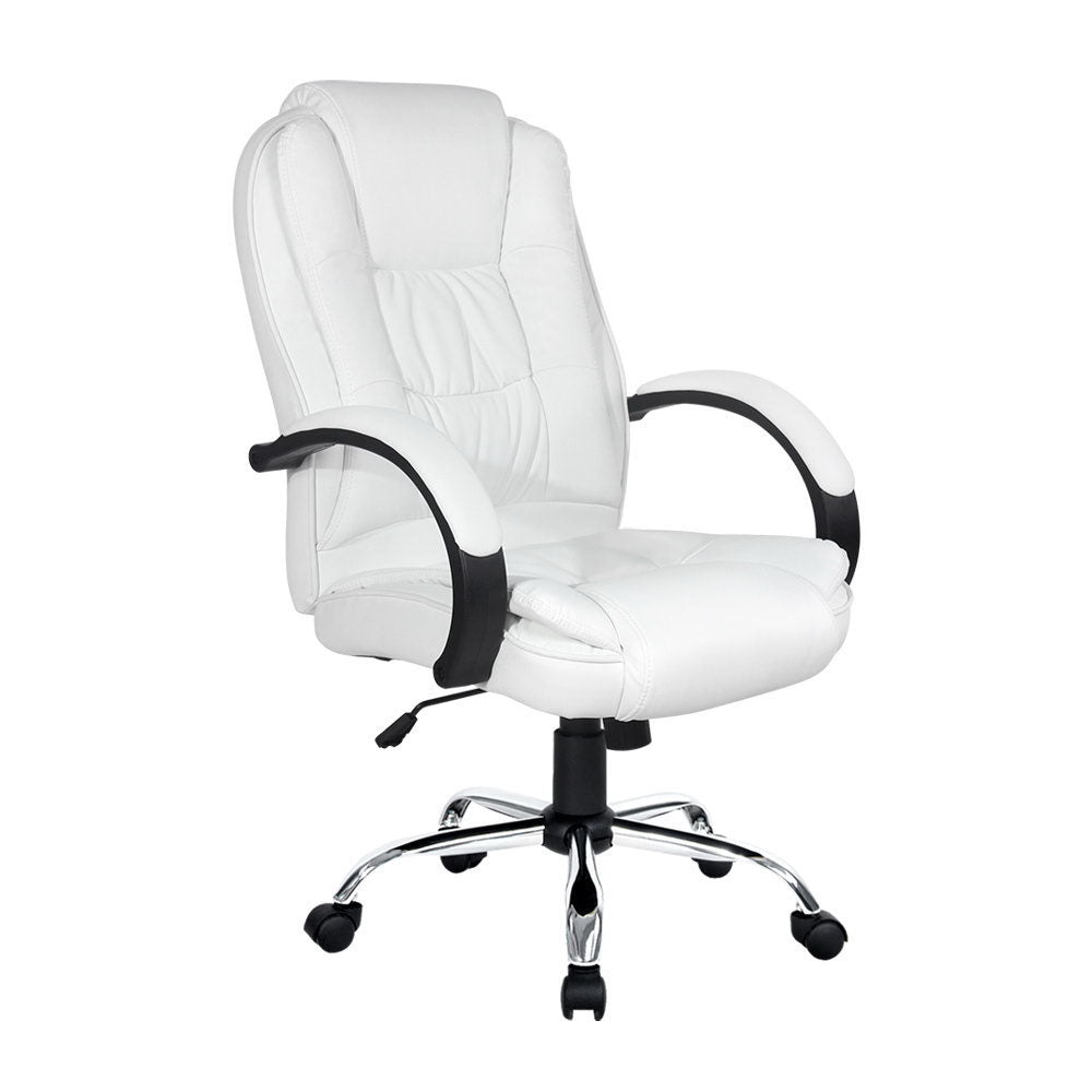 Artiss Executive Office Chair Leather Tilt White-Furniture > Office-PEROZ Accessories