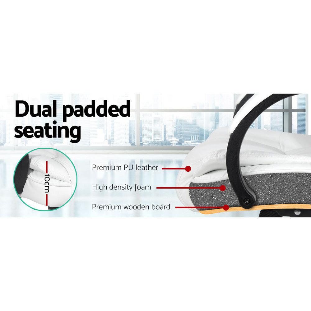 Artiss Executive Office Chair Leather Tilt White-Furniture > Office-PEROZ Accessories