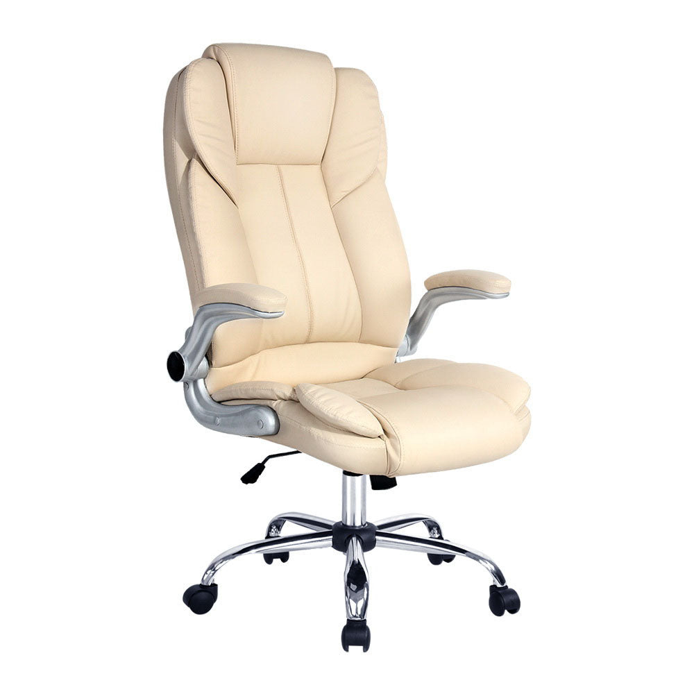 Artiss Executive Office Chair Leather Tilt Beige-Furniture > Office-PEROZ Accessories
