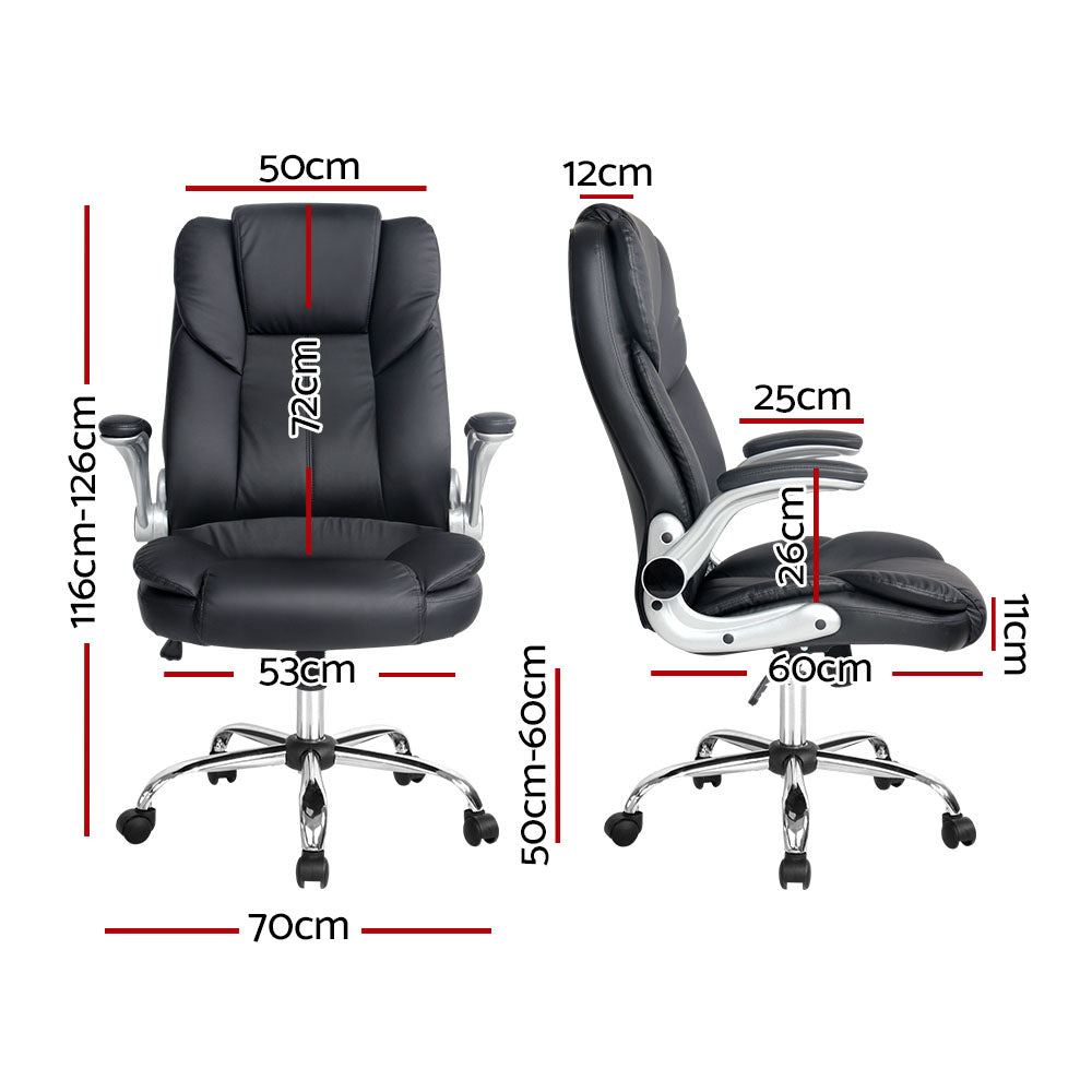 Artiss Executive Office Chair Leather Tilt Black-Furniture > Office-PEROZ Accessories