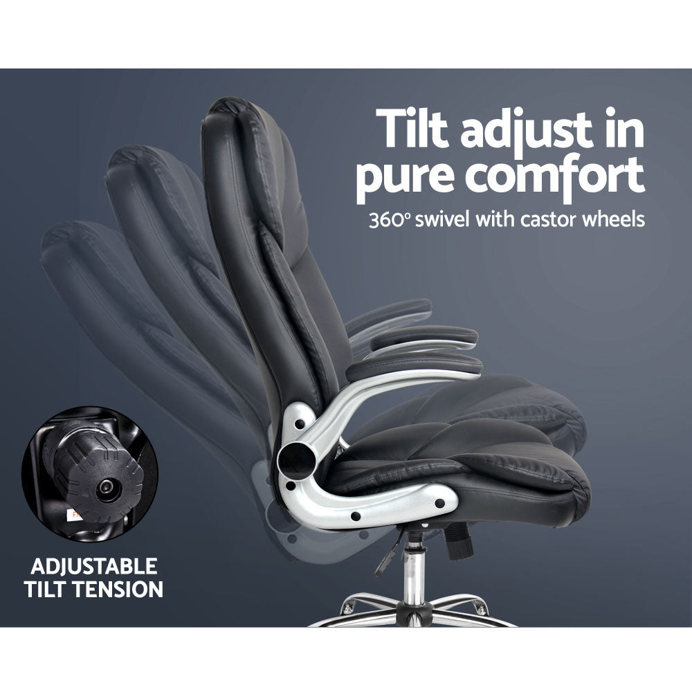 Artiss Executive Office Chair Leather Tilt Black-Furniture > Office-PEROZ Accessories