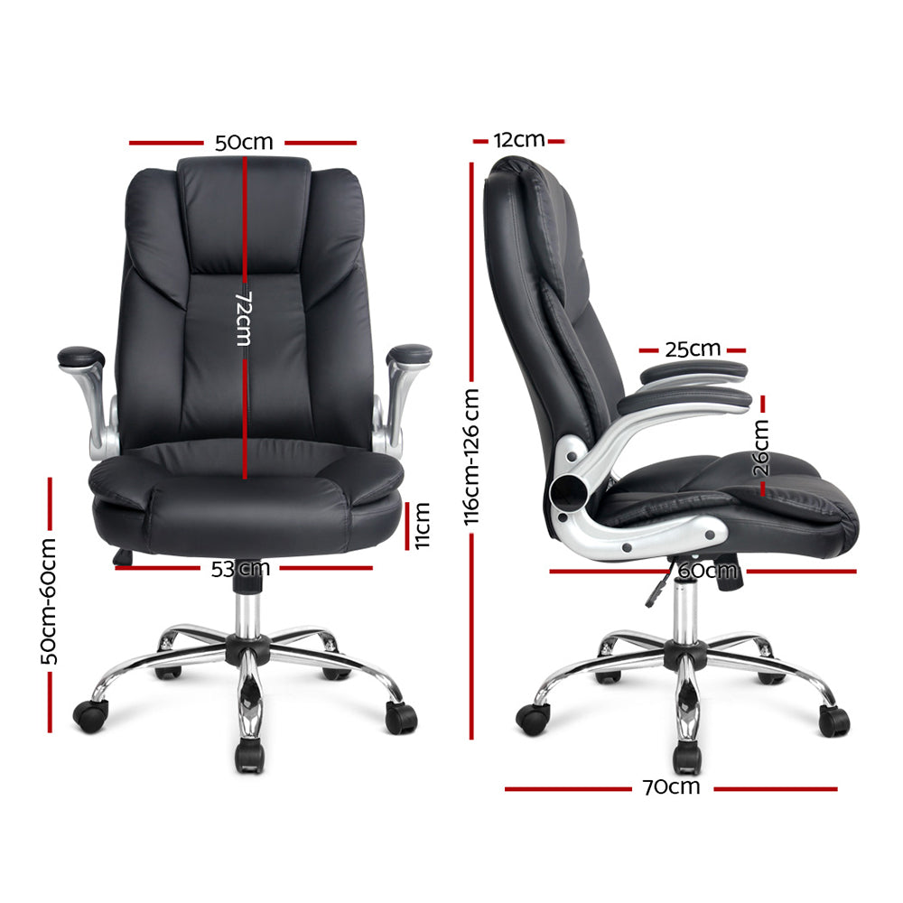 Artiss Executive Office Chair Leather Tilt Black-Furniture > Office-PEROZ Accessories