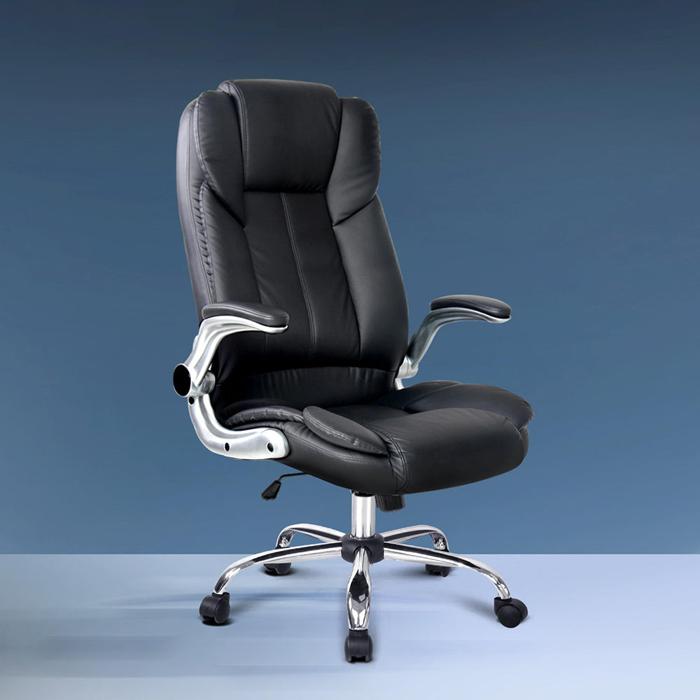 Artiss Executive Office Chair Leather Tilt Black-Furniture > Office-PEROZ Accessories
