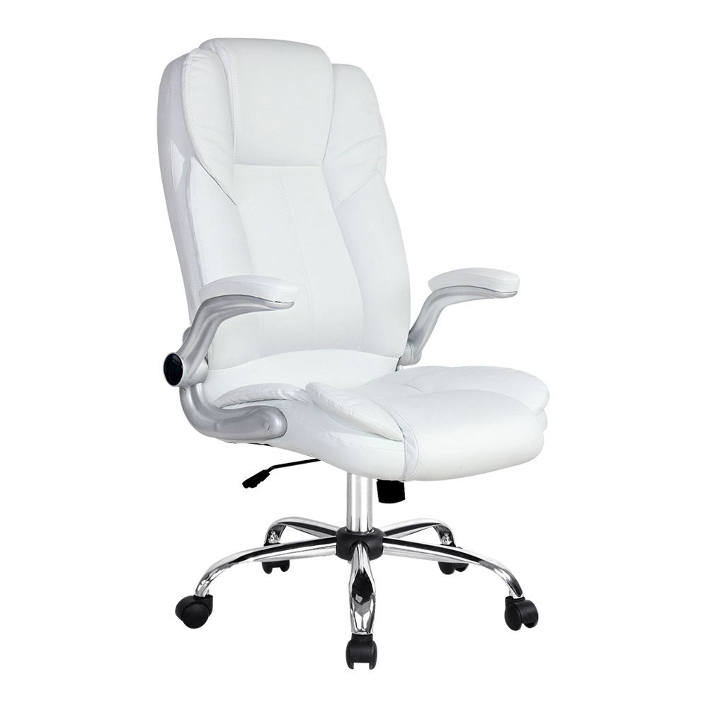 Artiss Executive Office Chair Leather Tilt White-Furniture > Office-PEROZ Accessories