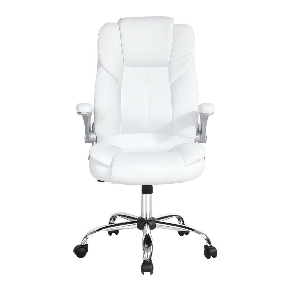 Artiss Executive Office Chair Leather Tilt White-Furniture > Office-PEROZ Accessories