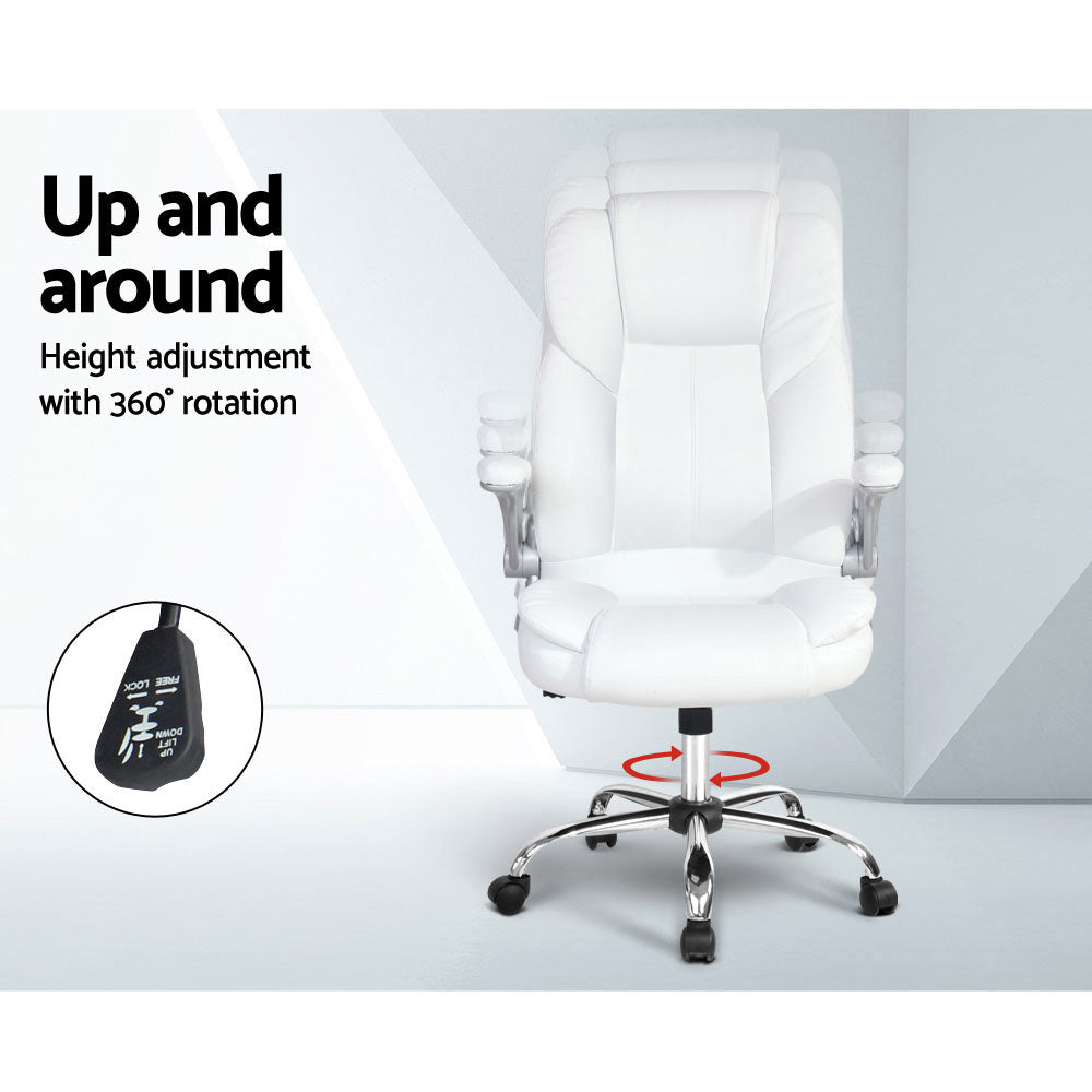 Artiss Executive Office Chair Leather Tilt White-Furniture > Office-PEROZ Accessories