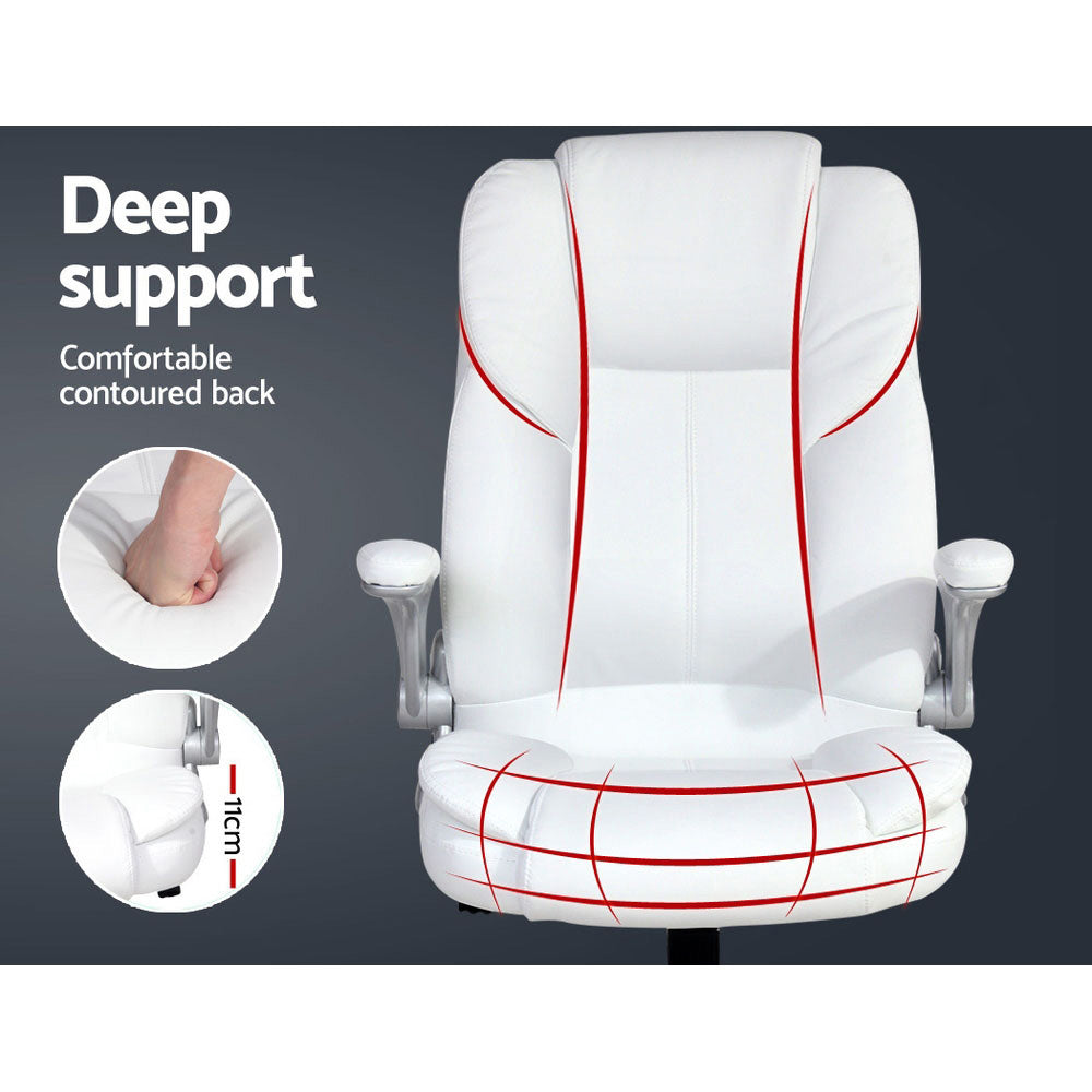 Artiss Executive Office Chair Leather Tilt White-Furniture > Office-PEROZ Accessories