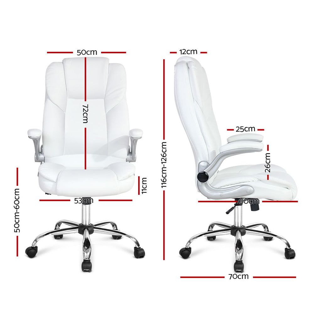 Artiss Executive Office Chair Leather Tilt White-Furniture > Office-PEROZ Accessories