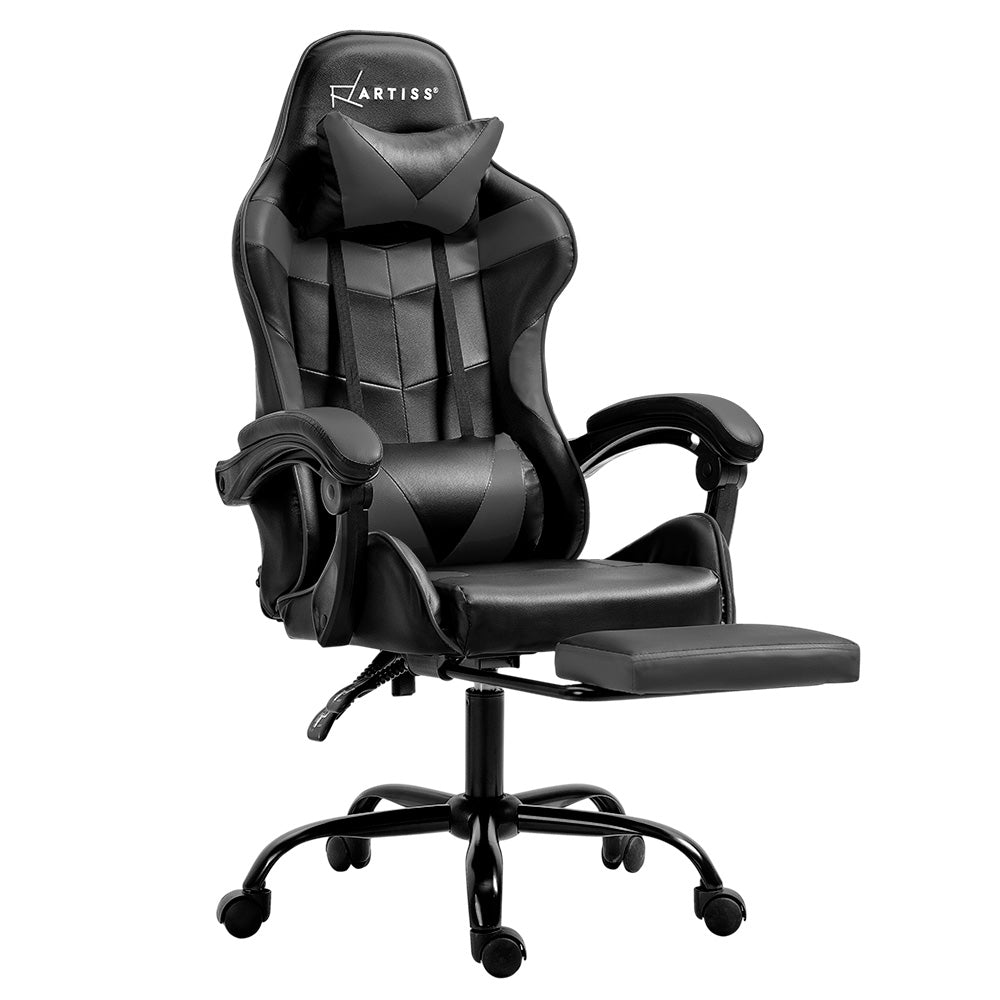 Artiss Gaming Office Chair Executive Computer Leather Chairs Footrest Grey-Furniture > Office-PEROZ Accessories