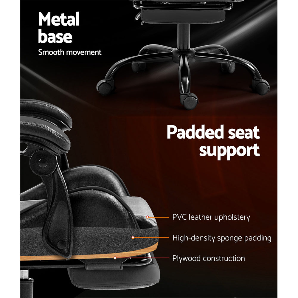 Artiss Gaming Office Chair Executive Computer Leather Chairs Footrest Grey-Furniture > Office-PEROZ Accessories
