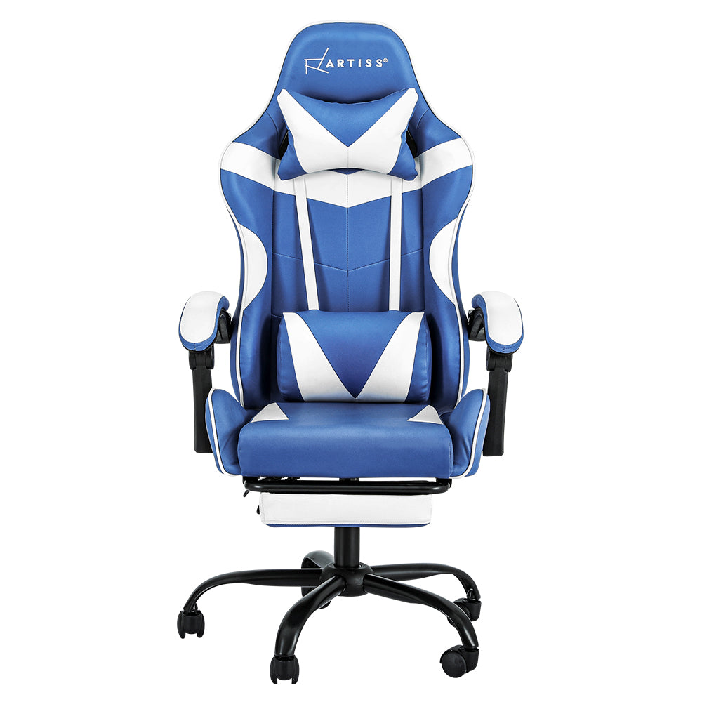 Artiss Gaming Office Chair Executive Computer Leather Chairs Footrest Blue White-Furniture > Office-PEROZ Accessories