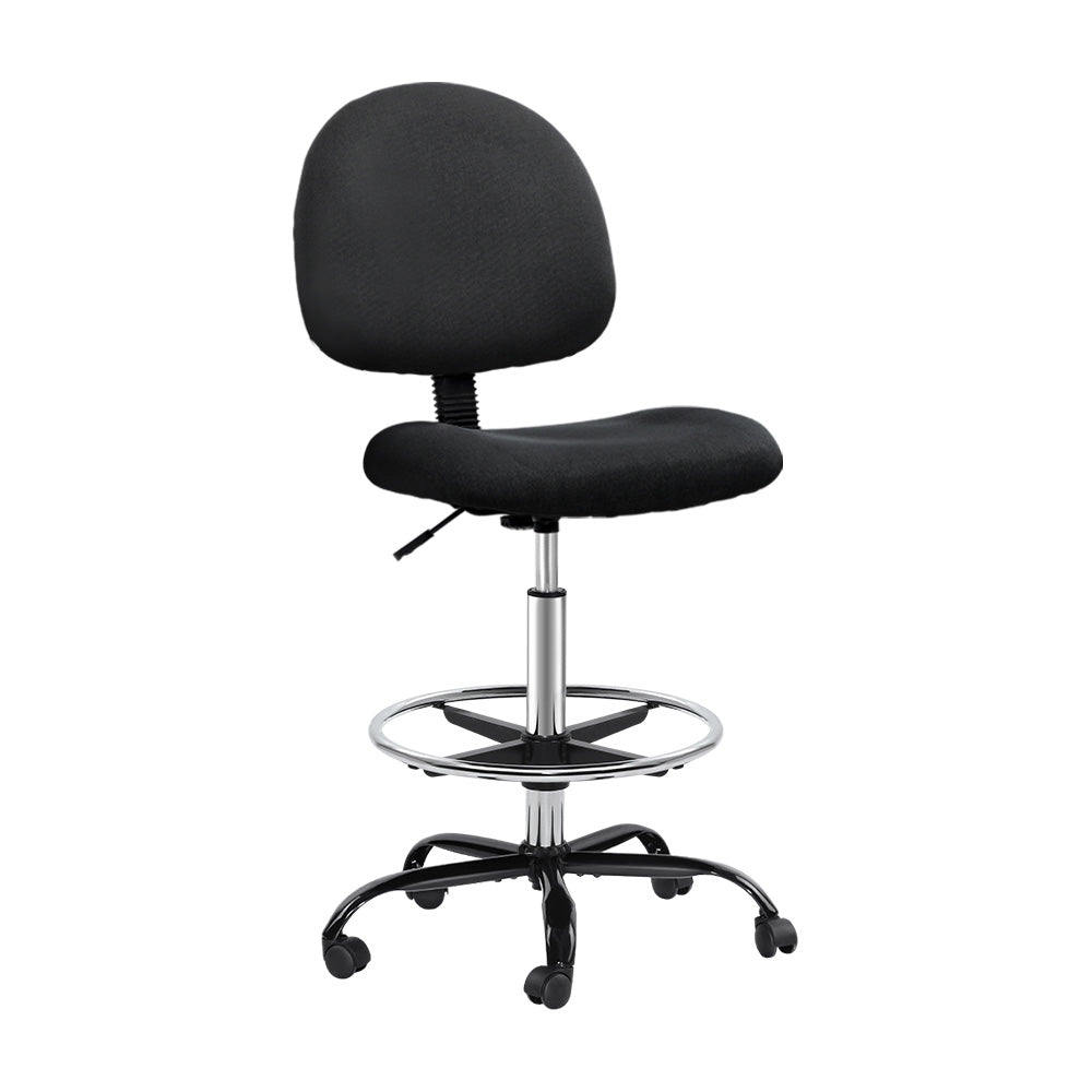 Artiss Office Chair Drafting Stool Fabric Chairs Black-Furniture > Office-PEROZ Accessories