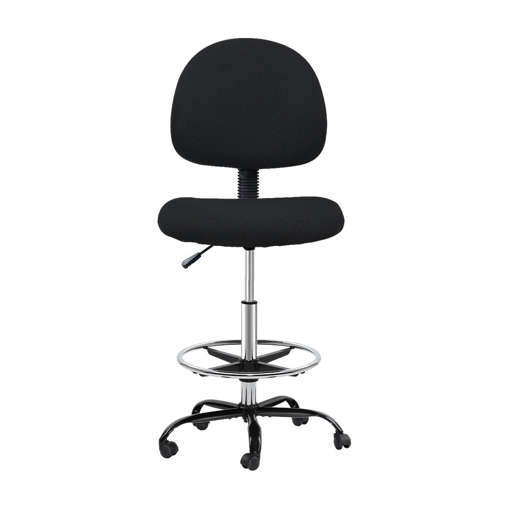 Artiss Office Chair Drafting Stool Fabric Chairs Black-Furniture > Office-PEROZ Accessories